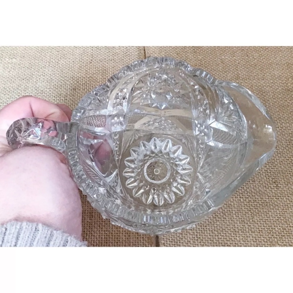 Vintage Imperial Pressed Glass Hobstar And Arches Clear Creamer Fairycore AS IS - Picture 7 of 9